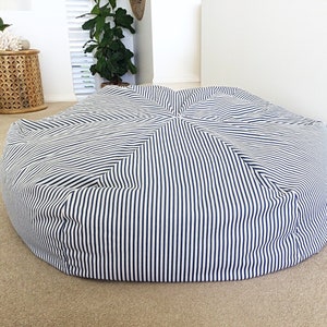 Bean Bag Kids Bean Bag, Teenagers, Adults Bean Bag Cover Ticking Stripe Ocean Blue Hampton's Nautical Stripe