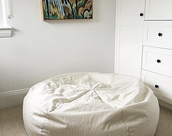 Ticking Stripe Bean Bag Cover: 100% Cotton Beanbag. Natural Ecru colour. Other colours available