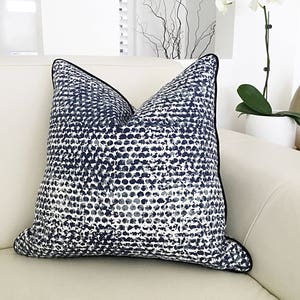 ON SALE Cushions, Navy Cushion Cover, Navy Pillows, Blue and Grey Cushions, Modern Cushion Cover, Dots, Indigo Blue, Velvet Cushion Cover.