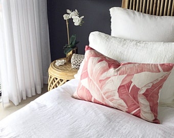 Pink Tropical Pillow Cover: Flamingo Palm Leaf Cushion