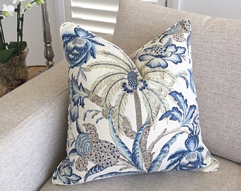 Exotic Curiosity Linen Cushions, Linen Cushions, Hampton's Pillows, Cover Only. Blue & White Cushions, Scatter Cushion covers.