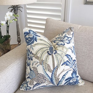 Exotic Curiosity Linen Cushions, Linen Cushions, Hampton's Pillows, Cover Only. Blue & White Cushions, Scatter Cushion covers.