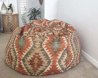 Bean Bag Cover, Afghan Bean Bag, Tribal, Southwestern, Bohemian Style Earthy Tones Decor