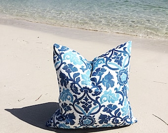 Outdoor Cushions, Blue Outdoor Cushions, Blue Outdoor Pillows Anika Indigo Outdoor Decorative Scatter Cushions Modern Retro Pillows