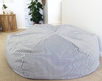 Bean Bag Kids Bean Bag, Teenagers, Adults Bean Bag Cover Ticking Stripe Ocean Blue Hampton's Nautical Stripe