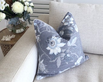 Hamptons Style Linen Cushion Covers, Grey Linen Pillows. Cover Only. Jacobean Pillow cover, Ivory Scatter Cushion Covers