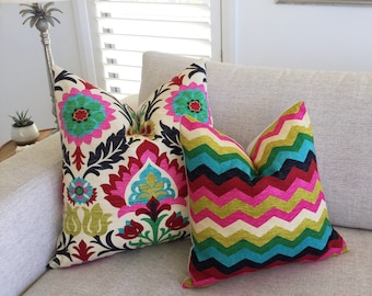 Colourful Cushions Desert Flower Pillow Colourful DesertFlower Cushions, Chevron Pillow COVER ONLY