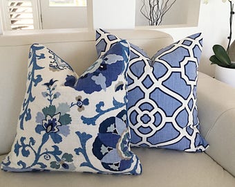 Hamptons Style Suzani Cushion Cover: Indian Floral Pillow