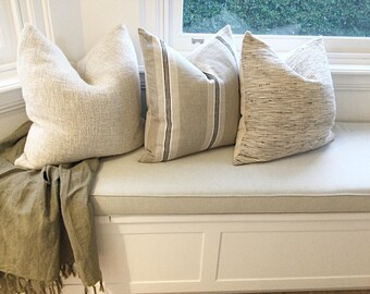 Textured Rustic Linen Accent Pillows. Natural tones.