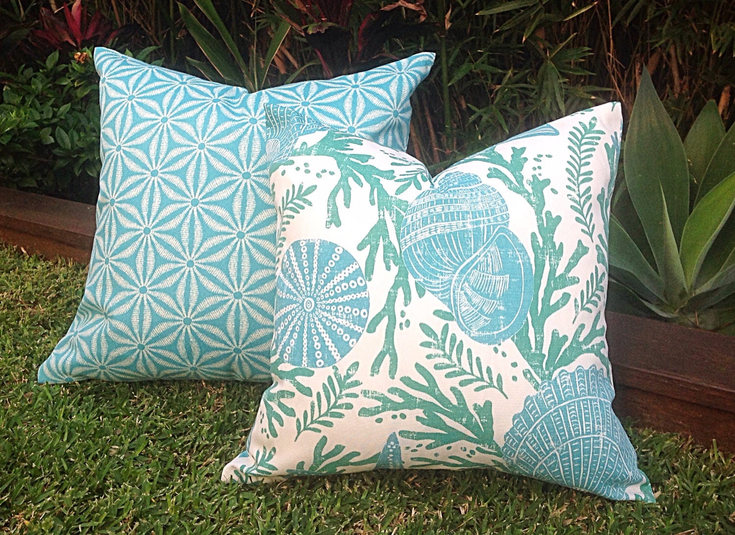 Hampton's Coastal Outdoor Cushions Outdoor Pillow Cover | Etsy