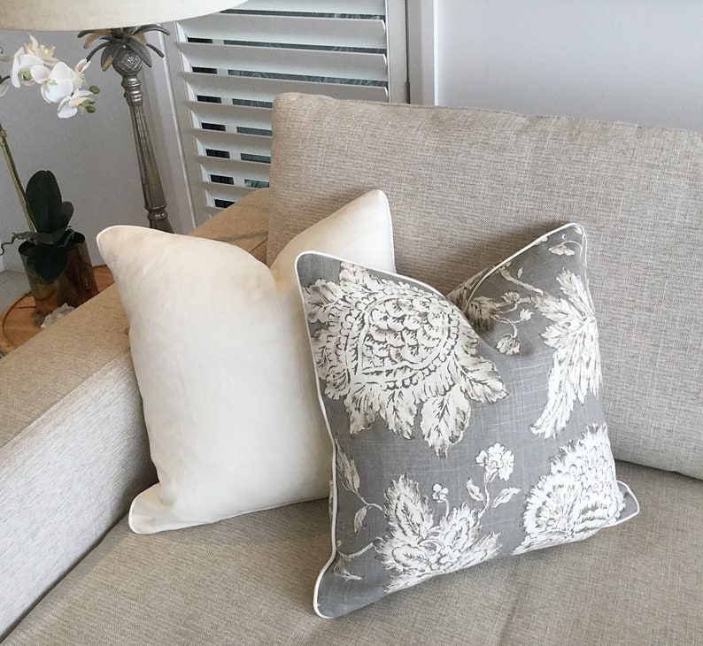 Hamptons Style Linen Cushion Covers Grey Linen Pillows. Cover Etsy UK