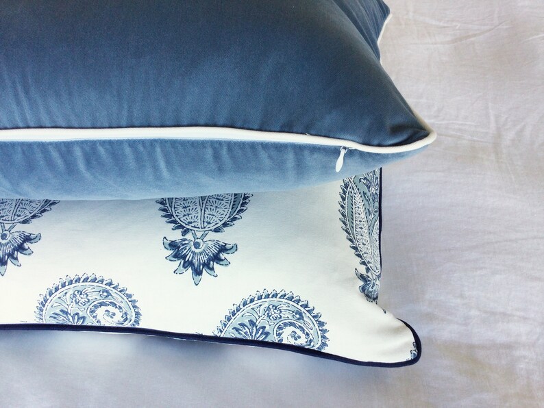 Pale Blue Velvet Pillows Cover Only. Blue & White Cushions Etsy