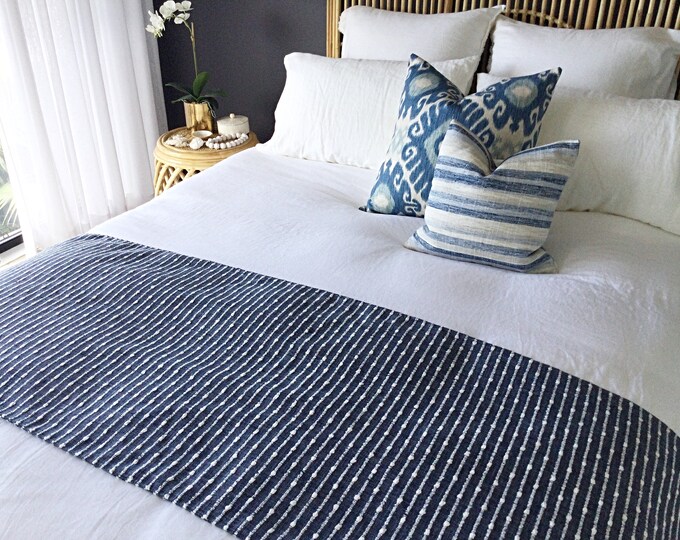 Bed Runner, Coastal Bed Runner, Beach House Decor, Queen Bed Runner