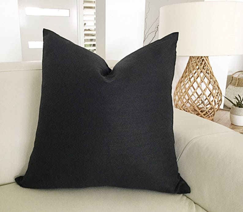 Linen Cushions Linen Pillow Covers Navy White Dark Grey Etsy
