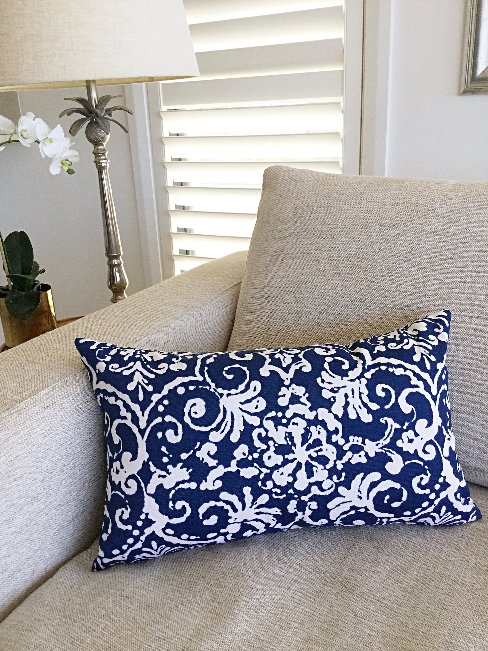 Hamptons Outdoor Cushions Navy Blue and White Outdoor Etsy Australia