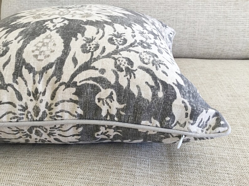 Hamptons Cushion Covers Grey Floral Cushion Cover Coastal Etsy