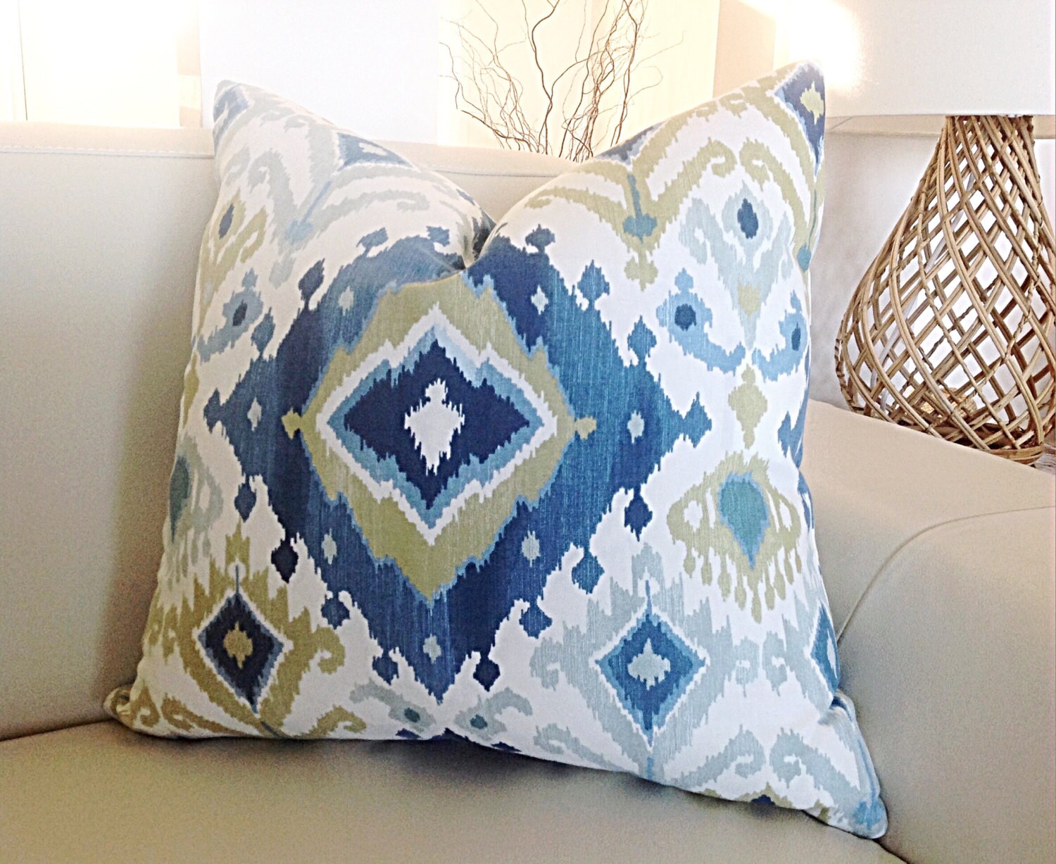 blue boho throw pillows
