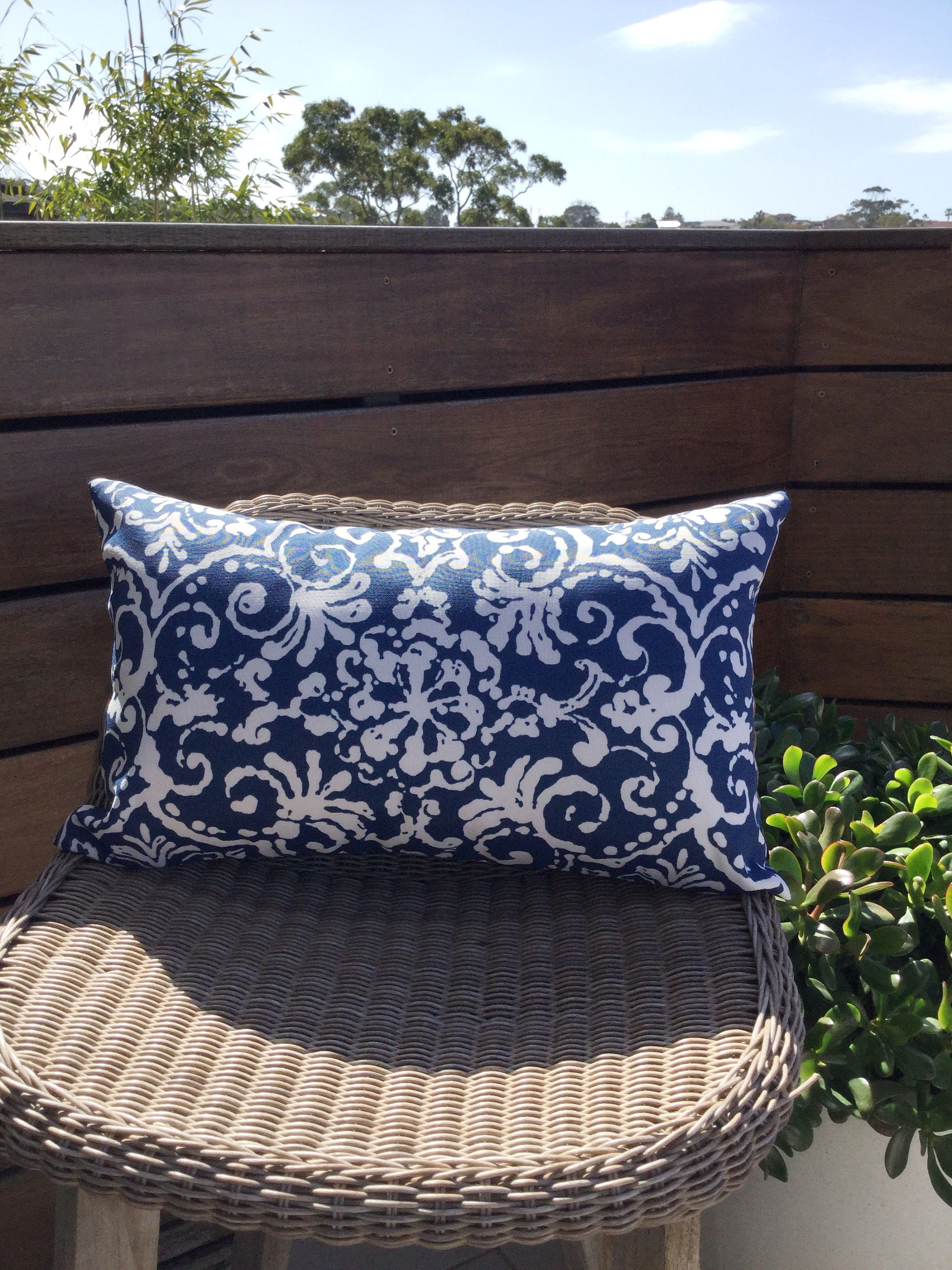 Hamptons Outdoor Cushions Navy Blue and White Outdoor Etsy Australia