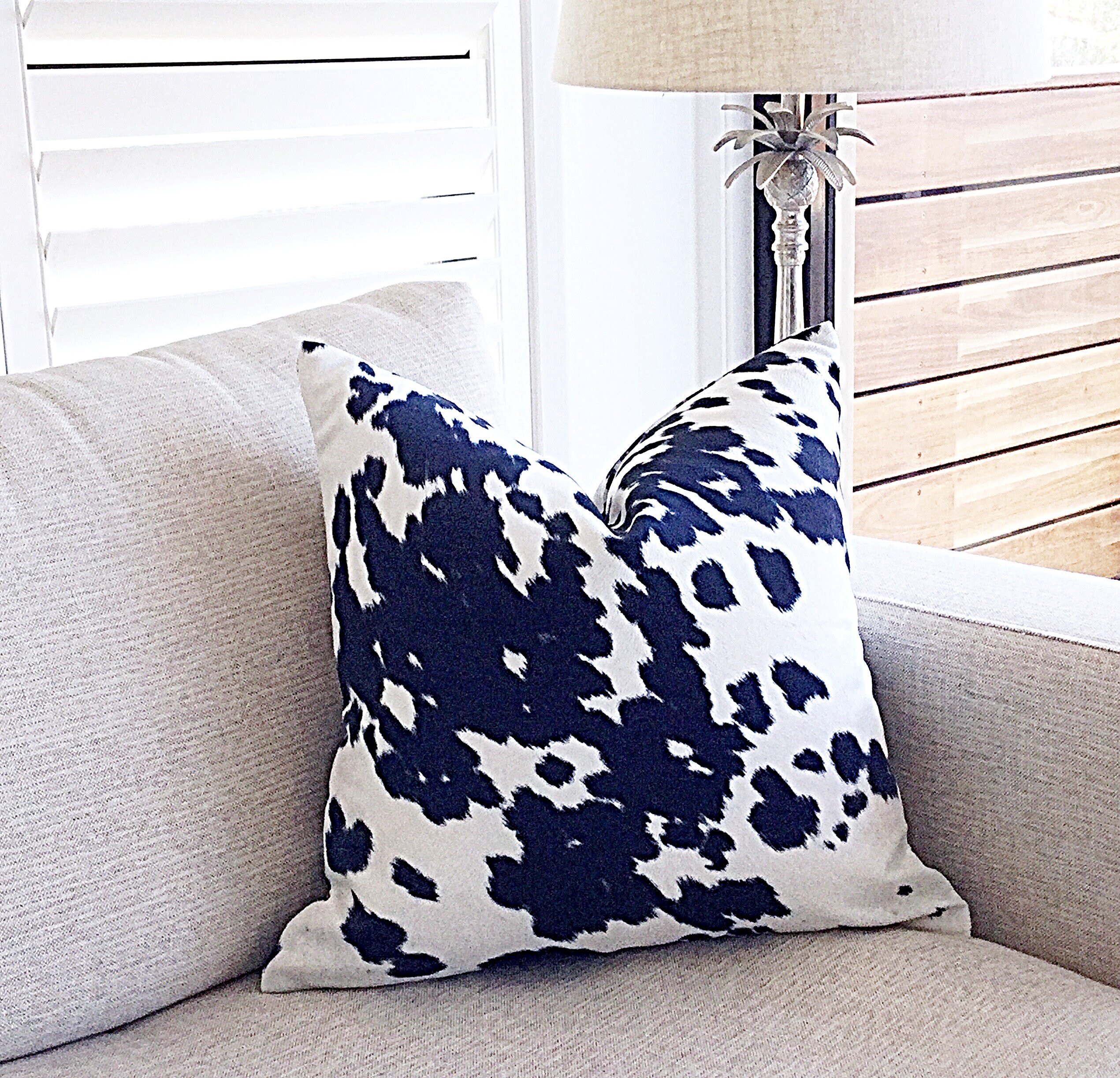 Cow Hide Cushion Covers Ink Navy Cow Print Cushion Cover Cow Etsy