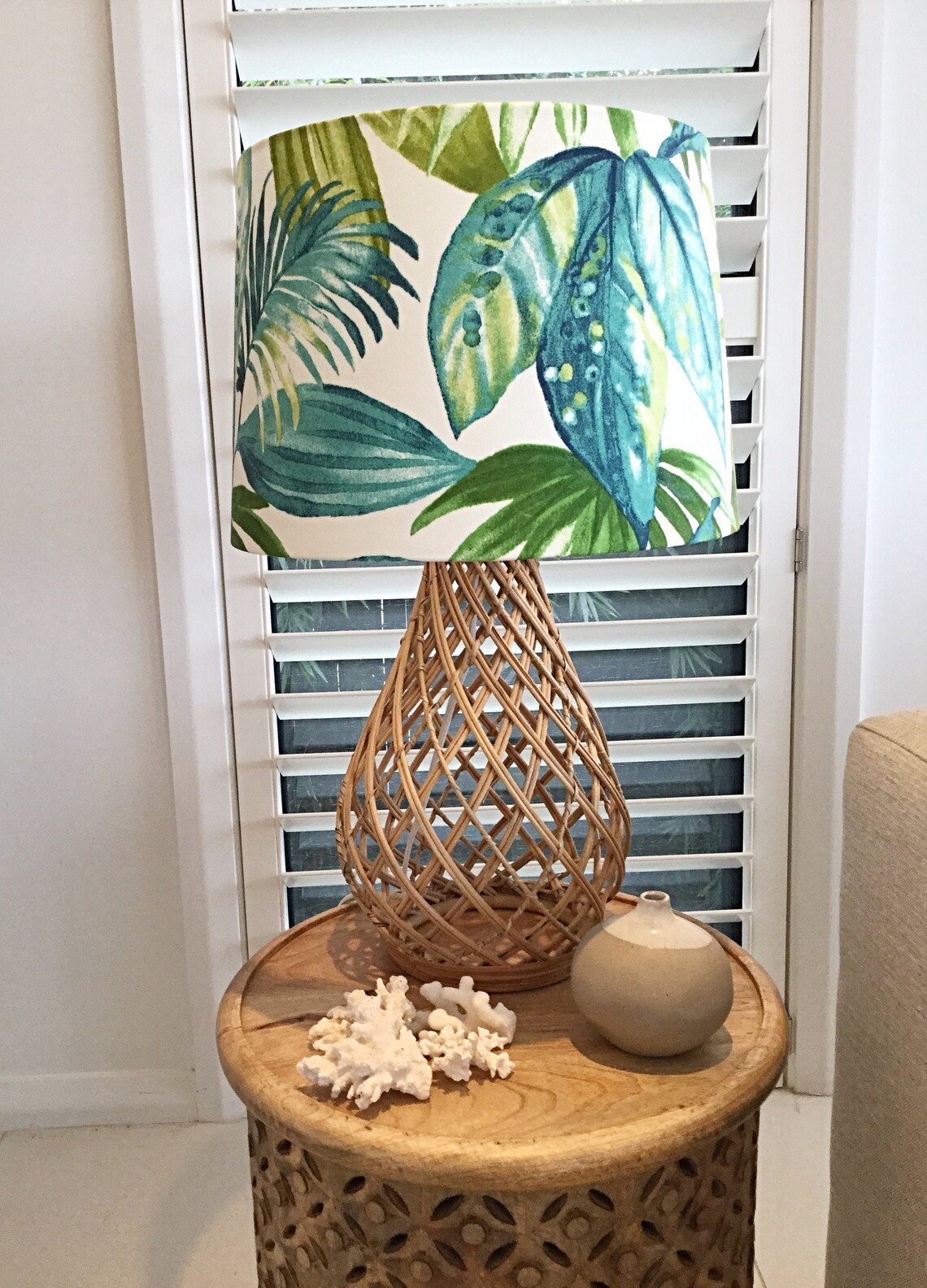 Lampshade Coastal Lamp Shade Palms Lamp Shade Beach Decor Etsy