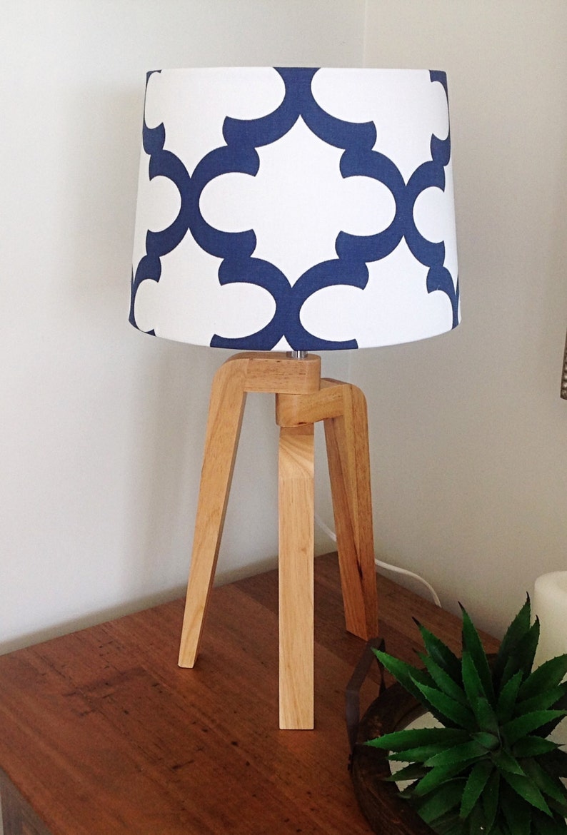 Lamp Shade Modern Moroccan Design Lampshade Australian Standard Fitting 29mm Ring Navy Ecru Seafoam Grey