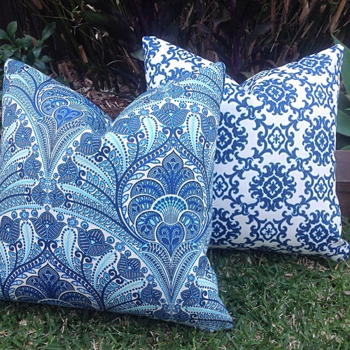 Outdoor Cushions Blue Outdoor Cushions Blue Outdoor Pillows Etsy