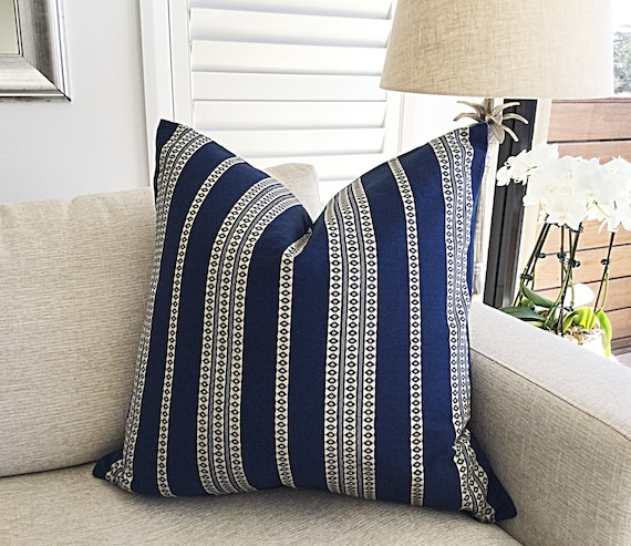 Striped Cushion Cover Pillow Cover Navy Navy Stripe Pillow Cover Navy Pillow