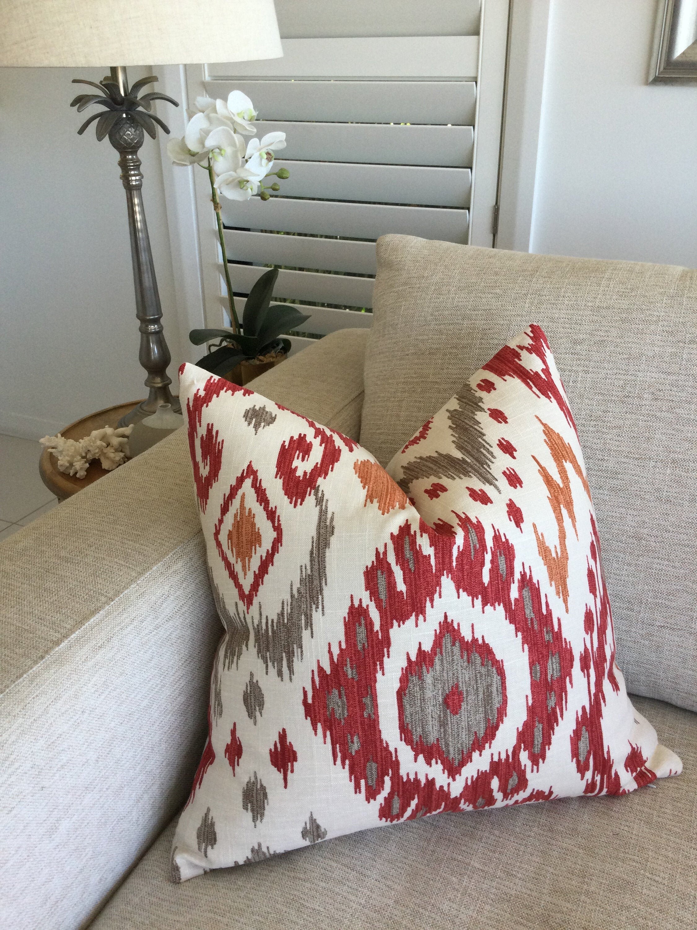 red ikat pillow