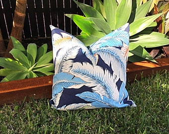 Wuivende palmen buitenkussenhoes: Tommy Bahama blauw polyester