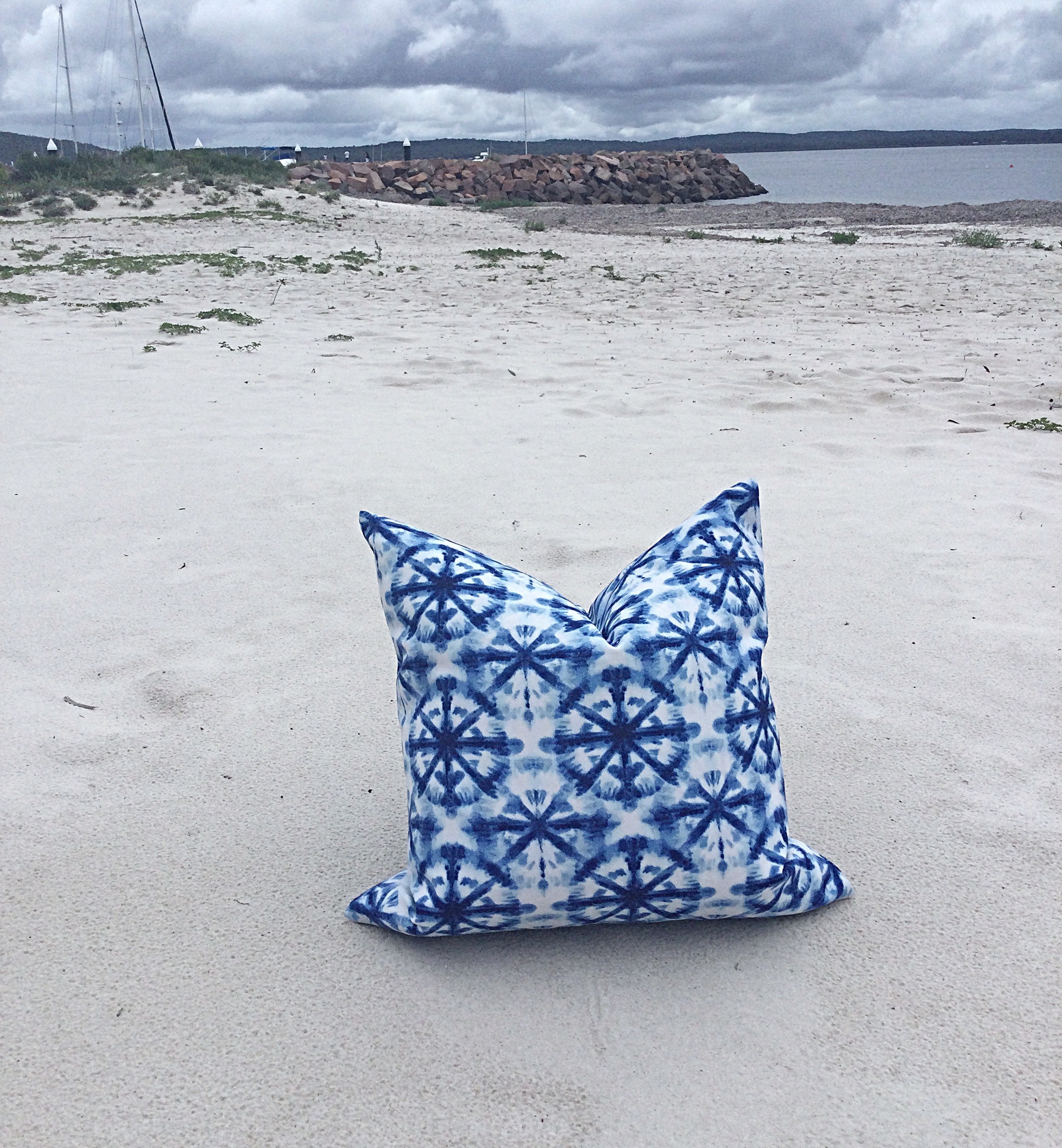 Shibori Outdoor Cushion Cover Blue and White Outdoor Cushions Etsy