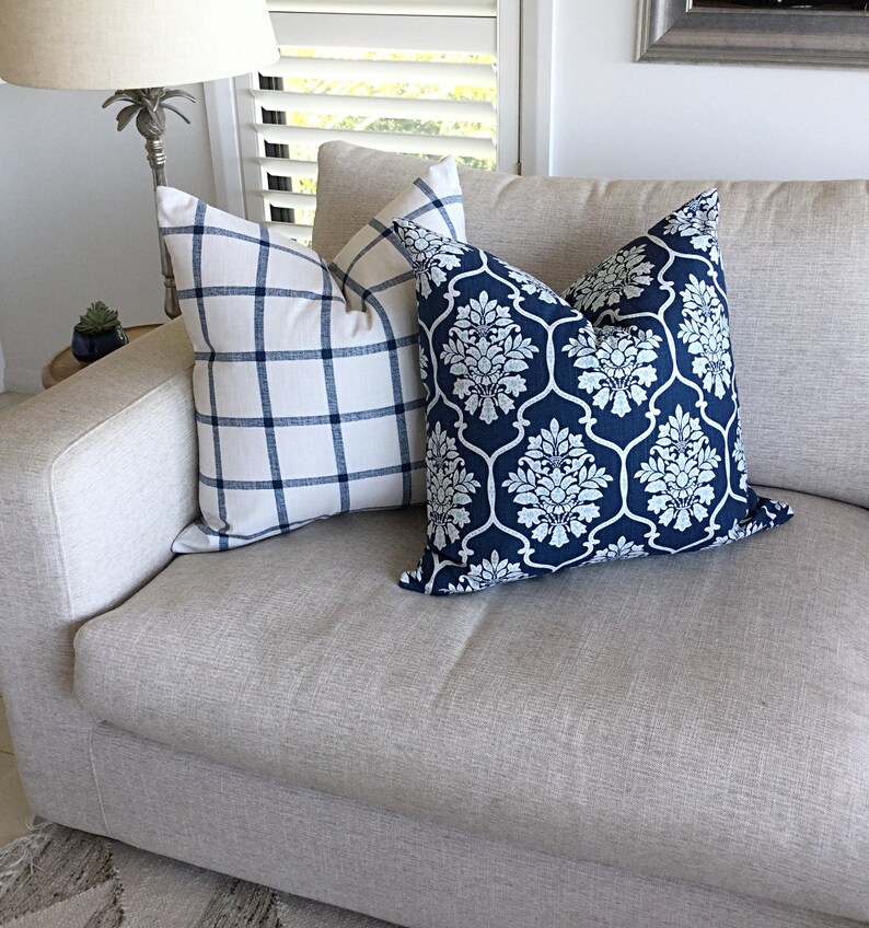 Check Cushions Blue & White Farmhouse Checks Pillows Cover Etsy Australia