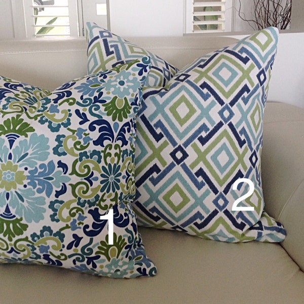 Blue and Green Pillows Etsy