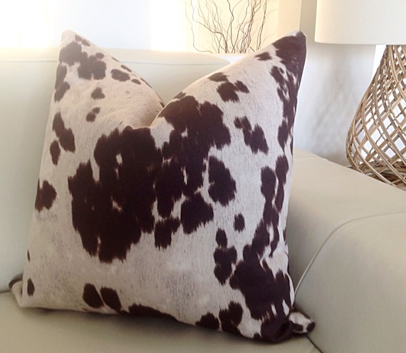 Dark Brown Cowhide Leather print Cushion Cover Pillow Case Home Decor 45*45cm AU 
