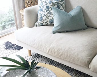 Floral Hamptons Style Pillow Cover: French Blue Decorative Cushion.