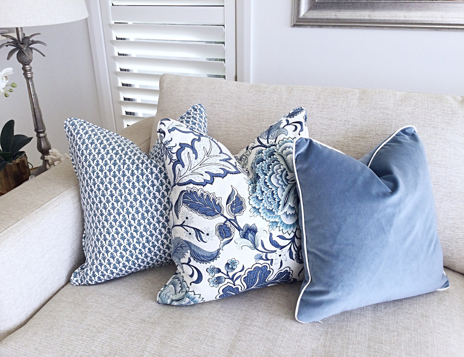 Hamptons Style Cushions Linen Cushions Jacobean Pillows Etsy