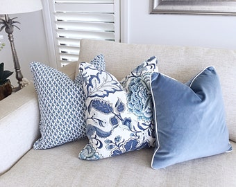 Almohadas estilo Hamptons, cojines de lino, almohadas jacobeas, solo funda de almohada Hamptons. Cojines azules y blancos, cojines decorativos ¡50% de descuento!