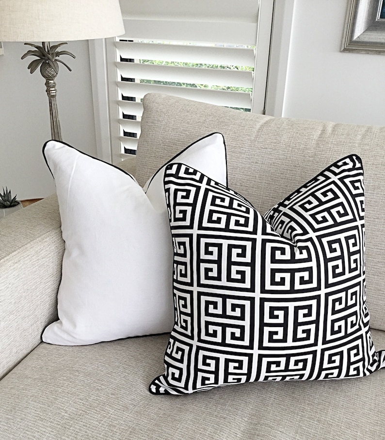 Black and White Cushion Covers 9.3oz White Canvas Scatter Etsy
