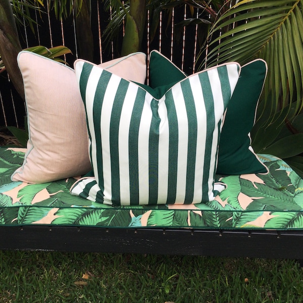 Green Stripe Outdoor Cushions Etsy