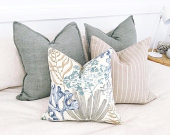 Funda de almohada de lino costero: decoración playera para el salón