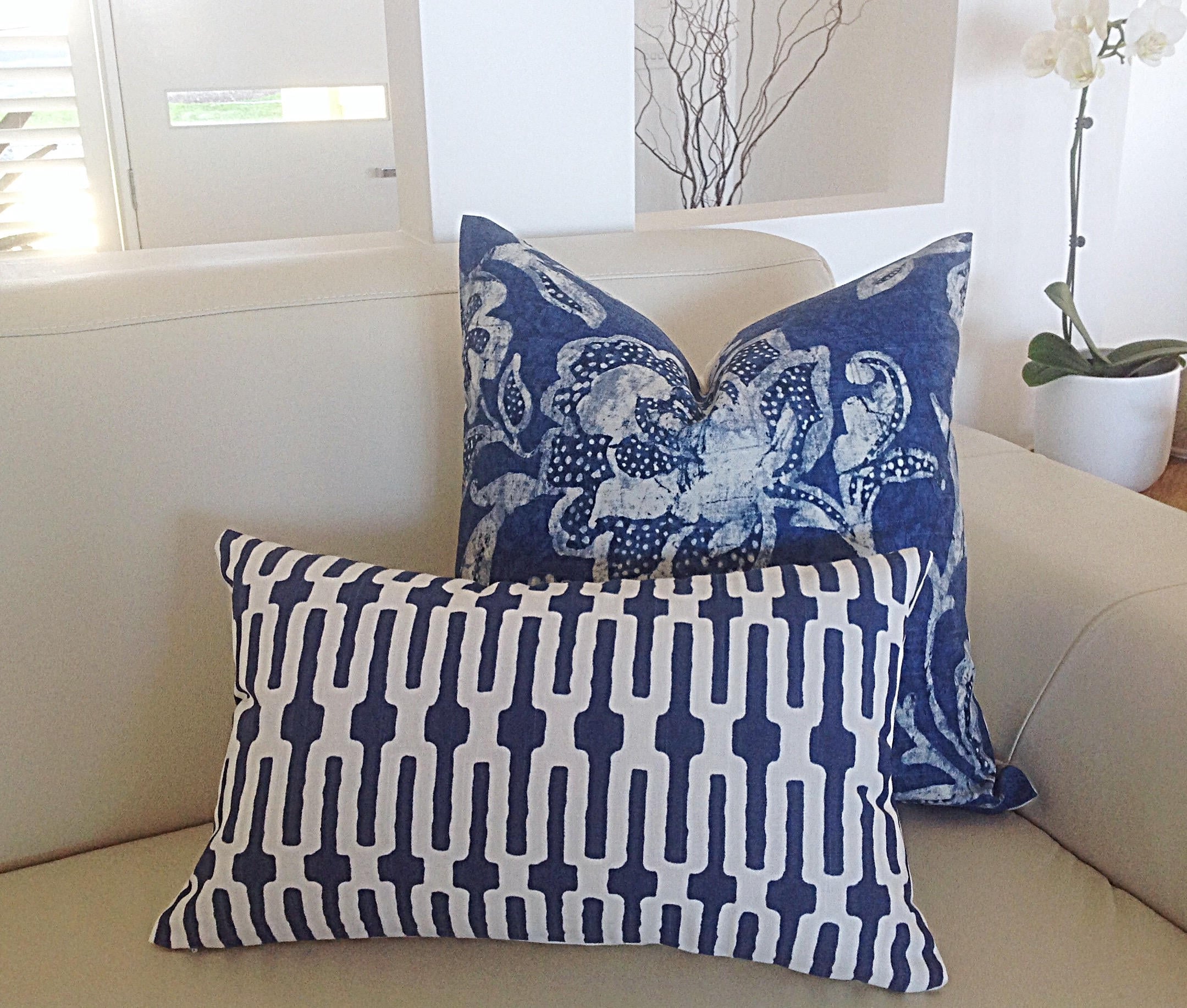 Cushions Blue and White Pillows Hamptons Style Cushion Cover Etsy
