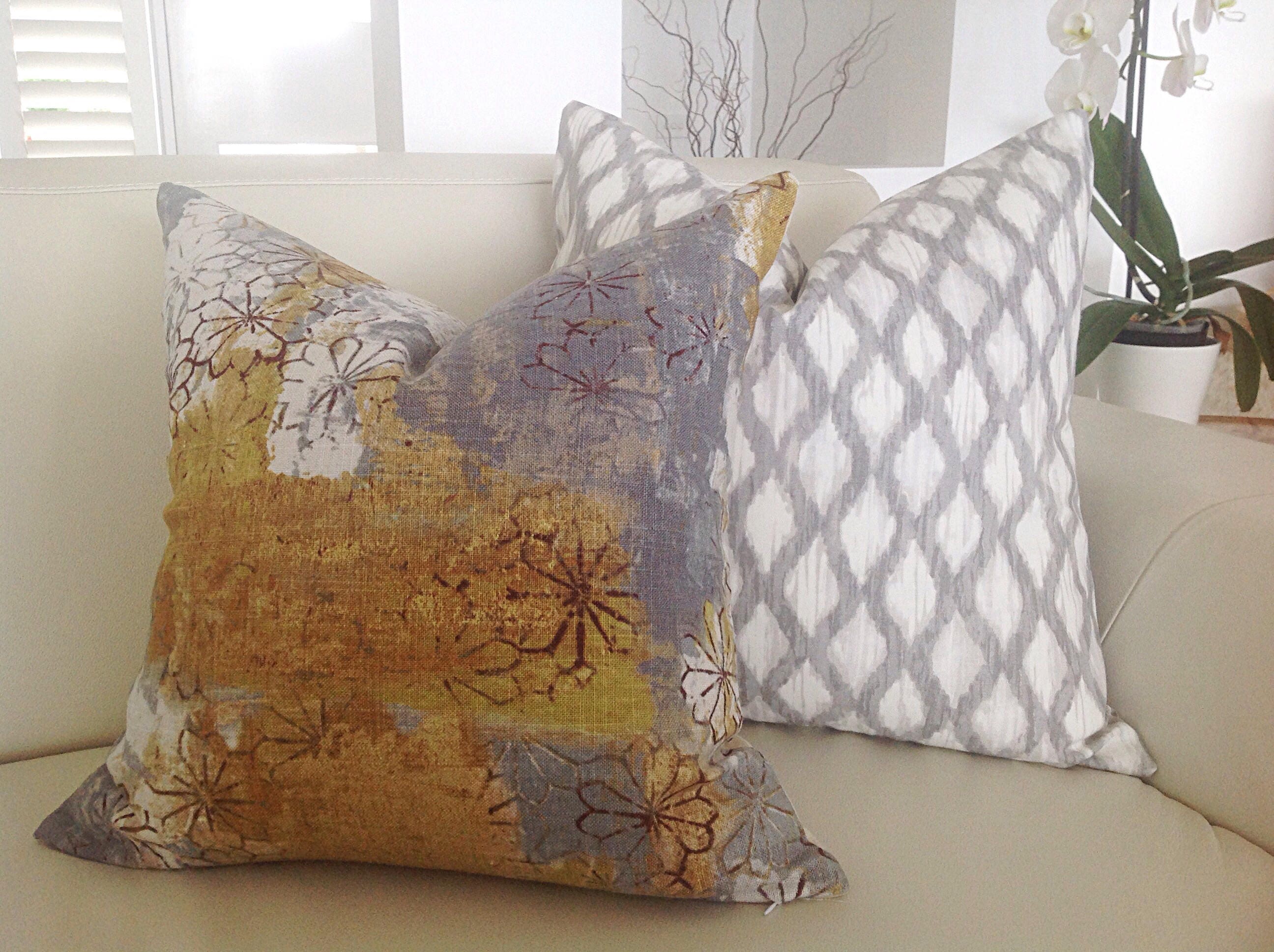 grey gold pillow