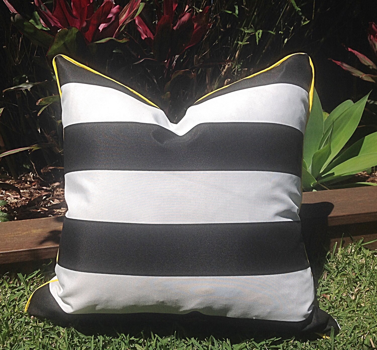 Black And White Striped Outdoor Cushions Stripe Stripe Etsy