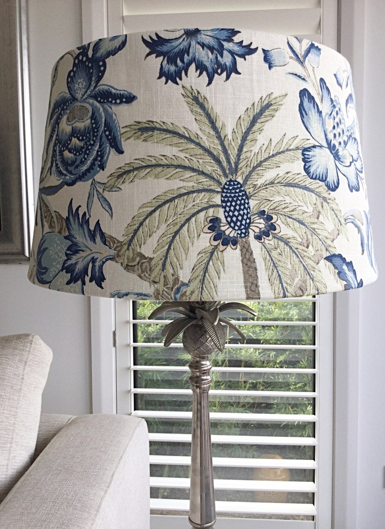 Lamp Shade Hampton's Beach House Lampshade Hampton's Decor, Coastal Style, Cylinder Lampshade, Barrel Lampshade. image 2