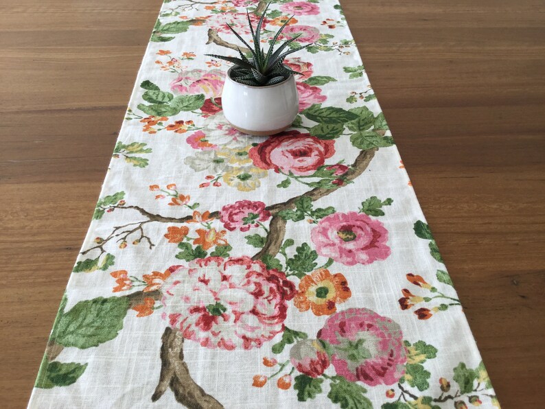 Hamptons Style Table Runner Floral Linen Table Runner. Home Etsy
