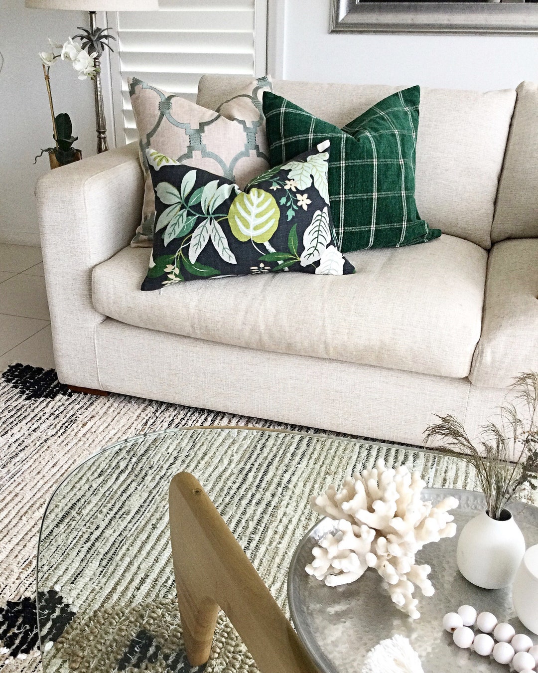 Green Pillows Country Style Pillows Botanical Cushions Etsy