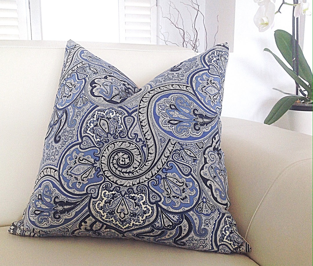 Paisley Cushions Blue and White Paisley Cushion Cover Etsy