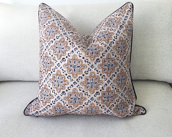 Boho Textured Plush Pillow Cover: Moroccan Tile Ginger Bohemian Pillow