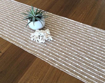 Linen Blend Table Runner: Wheat Tan Textured Coastal Decor