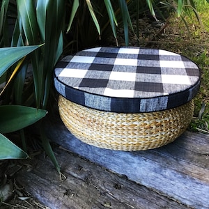 Black and white buffalo check sales bench cushion