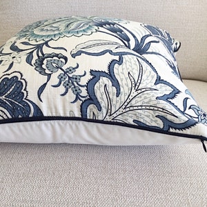 Hamptons Style Cushions, Linen Cushions, Jacobean Pillows, Hampton's Pillows, Cover Only. Blue & White Cushions, Scatter Cushion covers. image 10